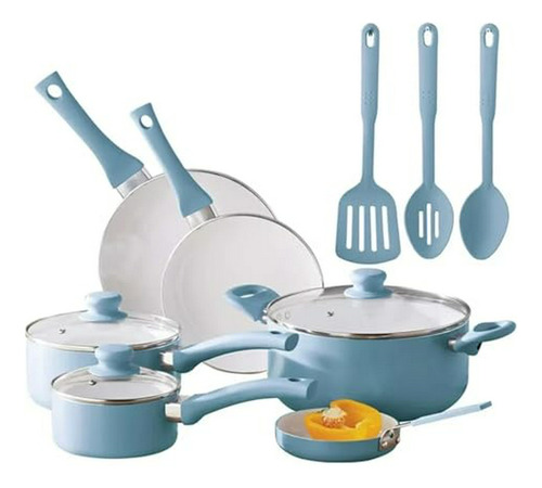 Set De Cocina Antiadherente De Cerámica, 12 Piezas, Lavado A