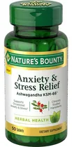 Comprar Nature's Bounty Alivio De La Ansiedad Y El Estrés Con Ashwagandha Ksm-66 Produto Sin Omg, Sin Colorantes Artificiales, Sin Edulcorantes Artificiales, Sin Conservantes, Sin Azúcar, 50 Tabletas