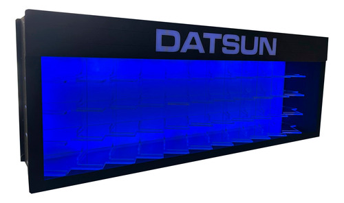 Exhibidor Datsun 44 Piezas Mdf Acrilico Led 1/64 Gris Oscuro