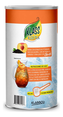 Klass Iced Tea Extracto De Té Negro Sabor Durazno - 560 G