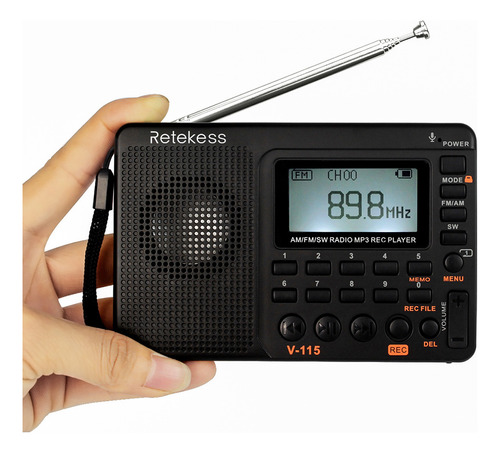 Radio Set V-115 Con Grabadora Multibanda Retekess Para Sonid