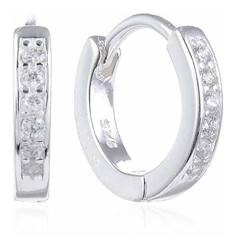 Imagen 1 de 6 de Aros Argollas Plata 925 Y Piedras (le3728)