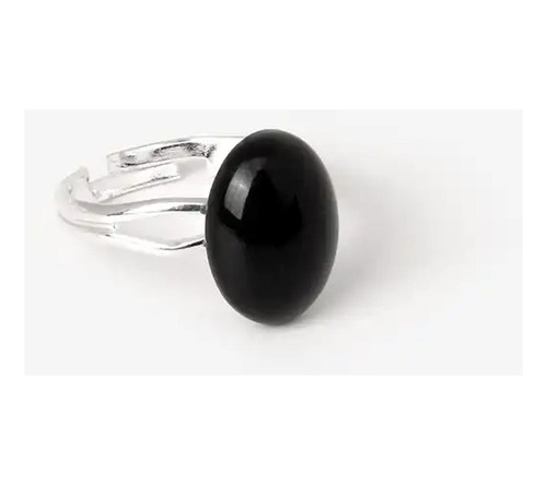 Anillo De Mujer Piedras Naturales Obsidiana Negra