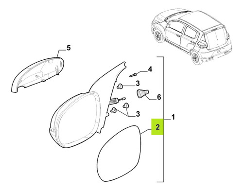 Vidrio Espejo Ext Izq  Fiat Mobi Way 2020- (341-my680142)