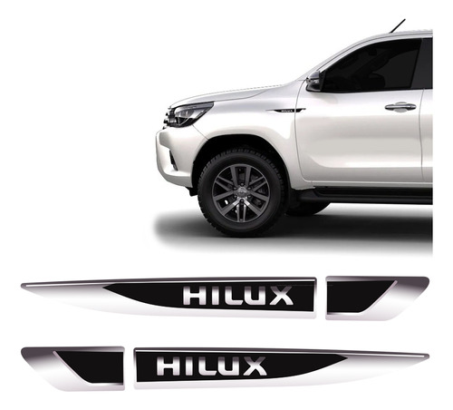 Aplique Lateral Hilux Toyota Emblema Cromado Resinado - Par
