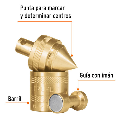 Plomada De Latón 12 Oz Con Centro Y Guía Magnética Truper