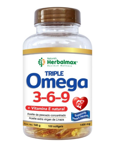 Omega 3,6,9 Herbalmax Made In Canadá X 100 Capsulas