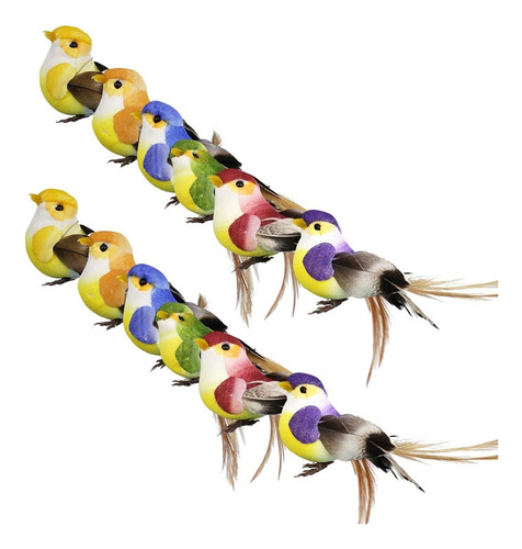12 Piezas Pájaros Artificiales Realistas Pájaros Decorativos