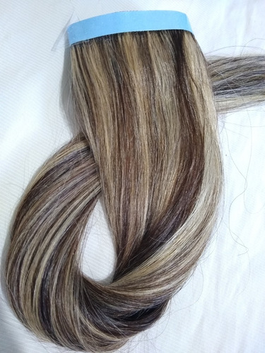 Cabelo Humano Loiro Mechado Tecido Tela Tic Tac 30g 65cm