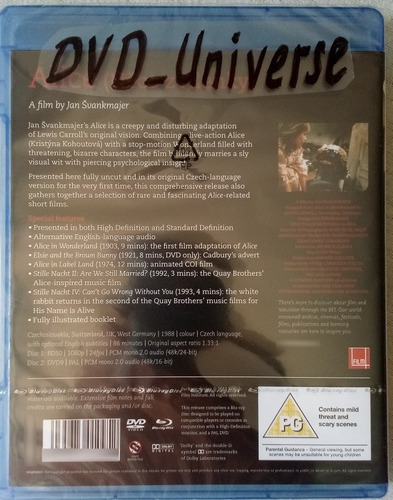 Jan Svankmajer. Alice. Combo Blu-ray And Dvd. Original Nuevo