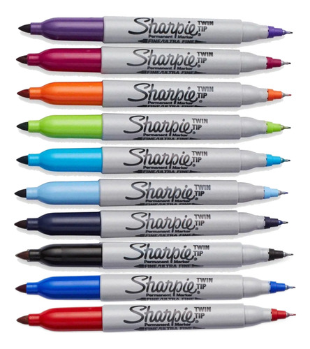 Caneta Permanente Sharpie Twin Ponta Dupla Cor Vermelha