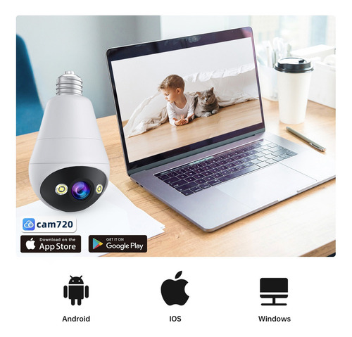 3pcs Cámara De Seguridad Wifi De 3mp E27 Visión Nocturna