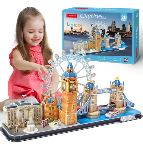 Cubicfun Rompecabezas 3d Londres Cityline Arquitectura Famosa Kits De Edificio Modelo, Souvenir Decoracion Hogar Y S Para Adultos Y Niños, 107 Piezas