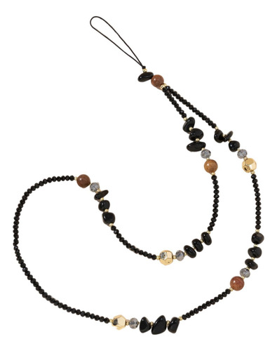 Elegante Cordón Para Teléfono Con Cuentas Correa Negro