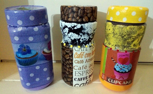 Frascos De Café Con Decoupage