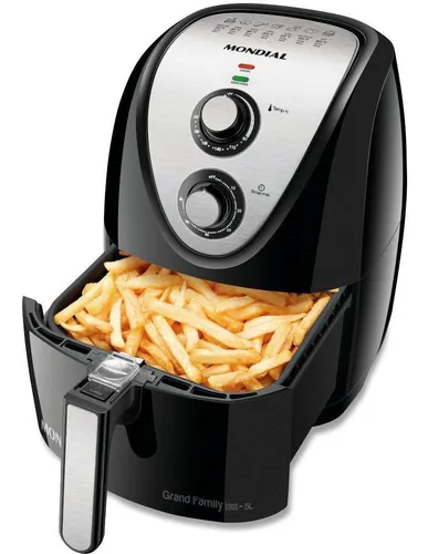 Fritadeira Sem Óleo Air Fryer 5L Mondial Preto/Inox 1900W AFN-50-BI