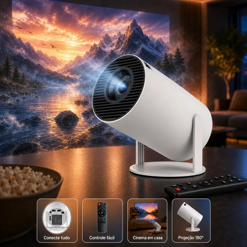 Projetor Portátil HY300 Mini 4K Compatível Android 11 Wi-Fi 5G Bluetooth Smart Portátil Rotação 180° Tela Grande para Filmes Séries Jogos...