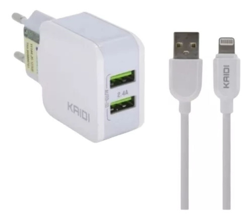 Kit Carregador Kaidi 2.4a Compatível Com iPhone - Kd-605a Cor Branco