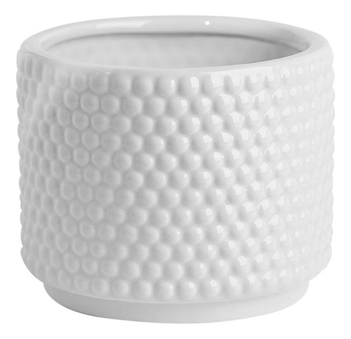Maceta Cerámica De Perlas Blanca 15 X 12,5 Cm Elegange Blanco