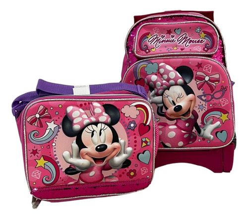 Mochila Minnie Kinder Lonchera Y Lapicera