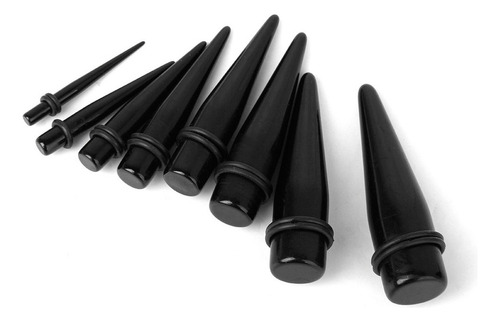 8 X Acrílico Negro Expansor De Cono Oído Estiramiento Ench