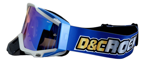 Google Deportivo Para Moto Cross Premium Azul Con Blanco