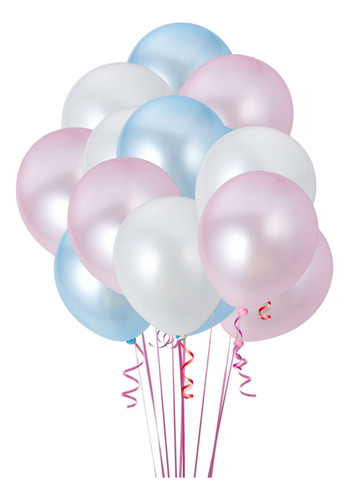 Paquete De 100 Globos De Látex De Color Azul Claro, Rosa Y B