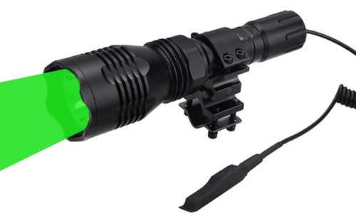 Linterna Led T6 C/luz Verde + Bat Rec +soporte Rifle +2 Car