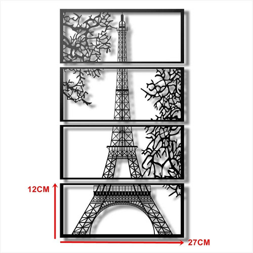 Conjunto De Quadros Torre Eiffel Em Mdf Leia Descrição
