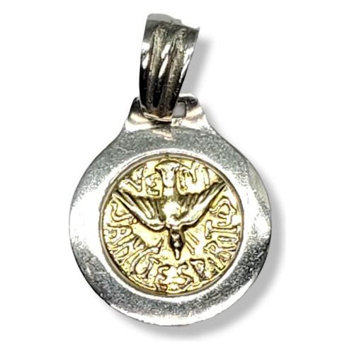 Dije Plata Y Oro Espiritu Santo 19mm