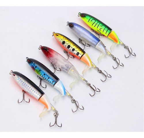 6pcs Señuelos De Pesca Whopper Plopper Con Cola Giratoria