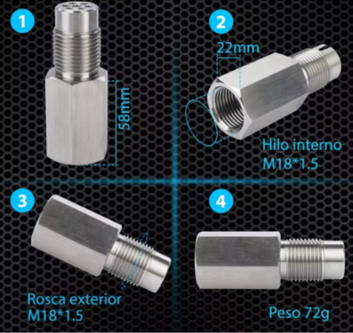 Adaptador Espaciador Extensor Sensor Oxígeno Coche M18x1.5