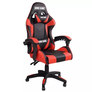 Silla de escritorio Good Game Mid Plus GG-06 gamer ergonómica negra y roja con tapizado de cuero sintético