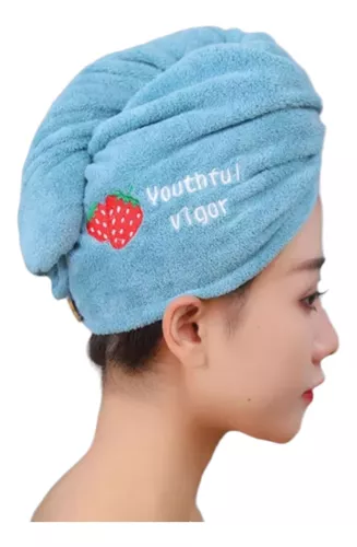 Turbante Toalla Microfibra Kawaii Secado Rápido Cabello