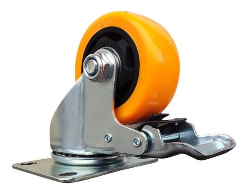 Imagen 8 de 9 de Kit 2 Ruedas Giratorias Pvc 75x32 Mm Con Freno Acero Mueble