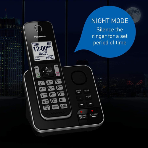 Telefone Panasonic KX-TGD394 sem fio - cor preto