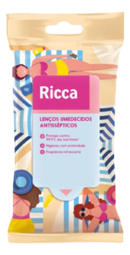 6x Lencos Antissepticos Praia Laranja Ricca 10 Und 13x6,5