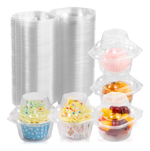 Caja Individual Plastico Para Magdalena 100 Unidad Cupcake