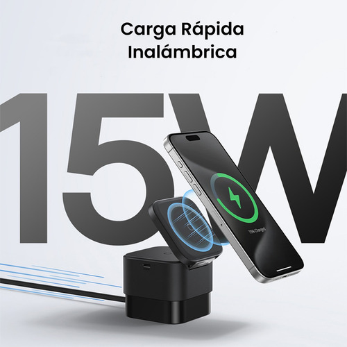 Carregador magnético sem fio Baseus Magpro 2 em 1 25w, cor preta