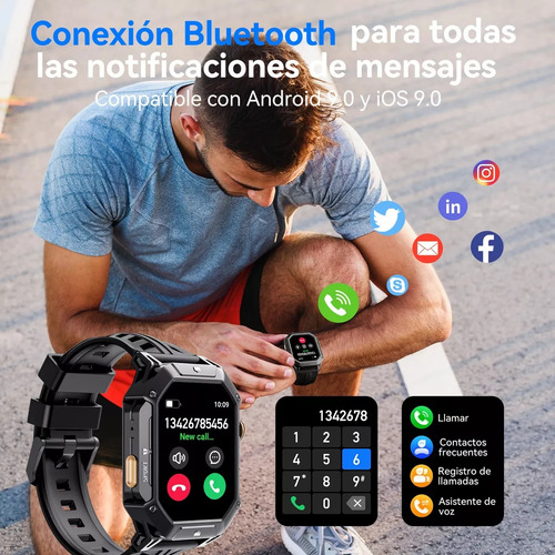 Smartwatch Cubot X1 Reloj Inteligente Deportivo 2atm Resistente Al Agua Negro 2.13'' Y Llamada Bluetooth Y Medición De Presión Arterial Negro Mesh Negro Negro