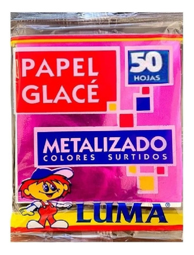Papel Glace Luma Metalizado Taco 10x10 Cm Pack X50