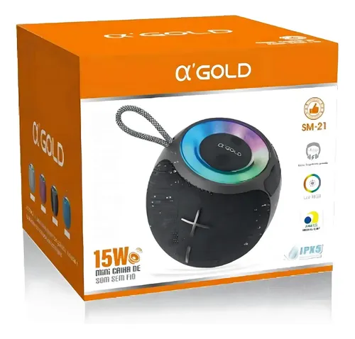 Caixa De Som 15w Agold Sm-21 Bluetooth Cor Preto | MercadoLivre