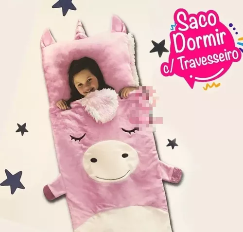 Manta Saco De Dormir Infantil Unicórnio C/ Travesseiro