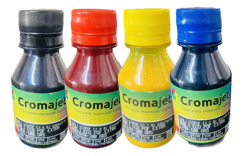 Kit 4 Cores Tinta Sublimatica Cromajet Pqf 100ml Fremplast