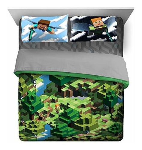 Jay Franco Minecraft Daytime 7 Piece Full Bed Set - 2vpzt
