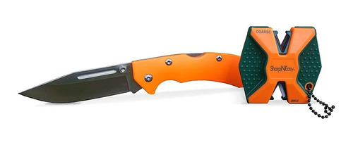 Cuchillo Navaja Plegable Naranja Con Afilador | Accusharp