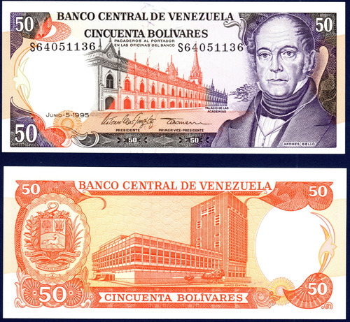 Billete 50 Bolívares S8 Junio 5 1995 Andrés Bello