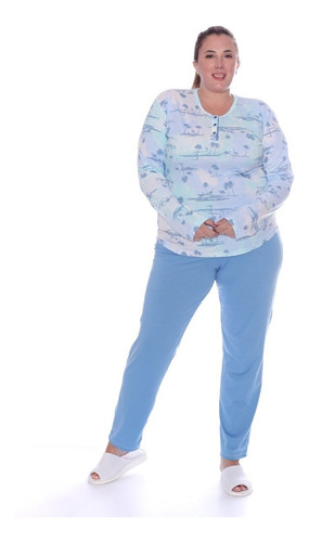 Imagen 7 de 7 de Pijama De Mujer Invierno Talle Grande Art 580