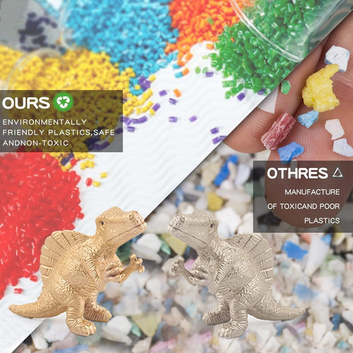 Bretoyin 20pcs Dinosaur Bone Triceratops Mini Gold Dino Para