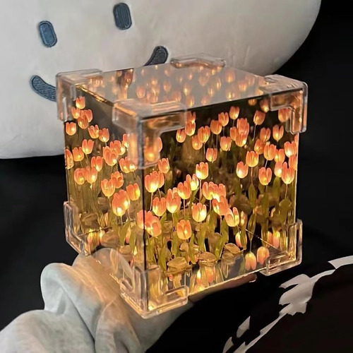 Diy Espejo Led Cube Tulipanes Lamparas Led Lamparas De Noche